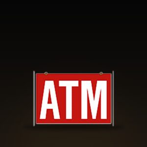 ATM Red Hanging Sign